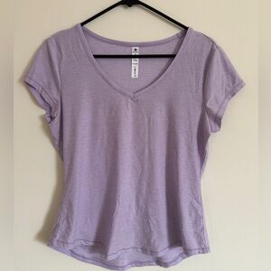 Purple v-neck workout top